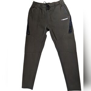 Squatwolf mens Warrior olive green joggers with faux leather trim XL